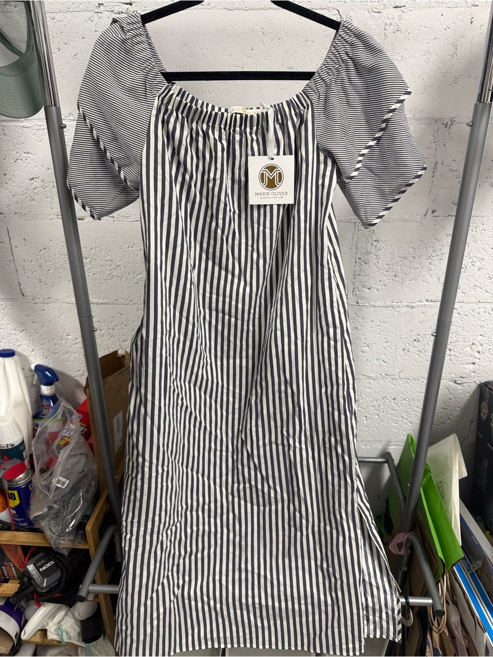 MARIE OLIVER Striped Maxi Dress - NWT - Belted - Size Medium
